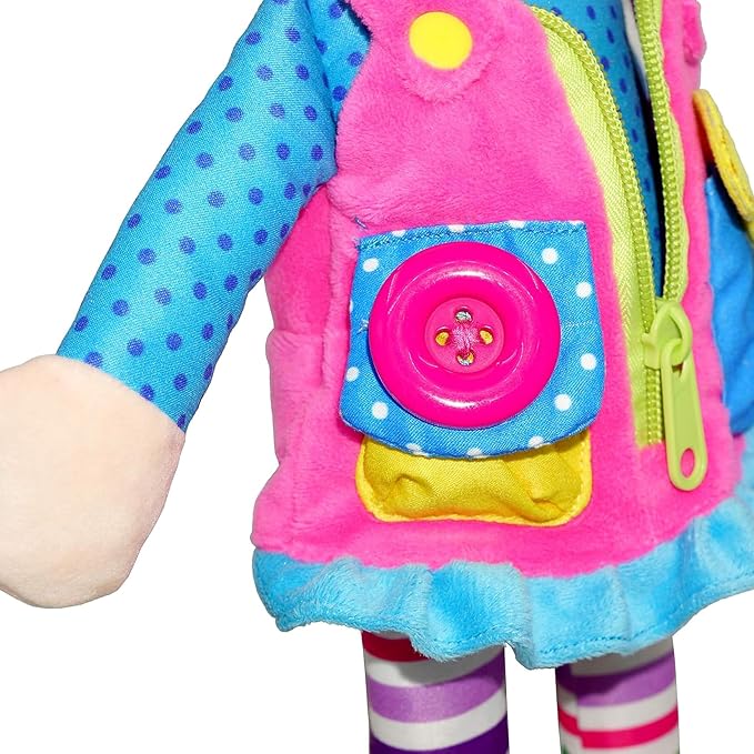 June Garden 15.5" Dressy Friends Belle - Educational Stuffed Plush Doll for Kids and Toddlers 2 Years and Up - Montessori Buckle Soft Toy - Image 7