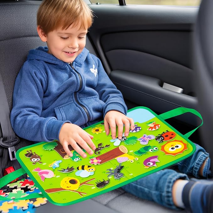 WATINC Travel Felt Board Story Set - 25PCS Portable Felt Board Educational Birthday Gift for Boys & Girls, Themed Storytelling Preschool Early Learning Interactive Play Kit for Toddlers (Insect) - Image 5