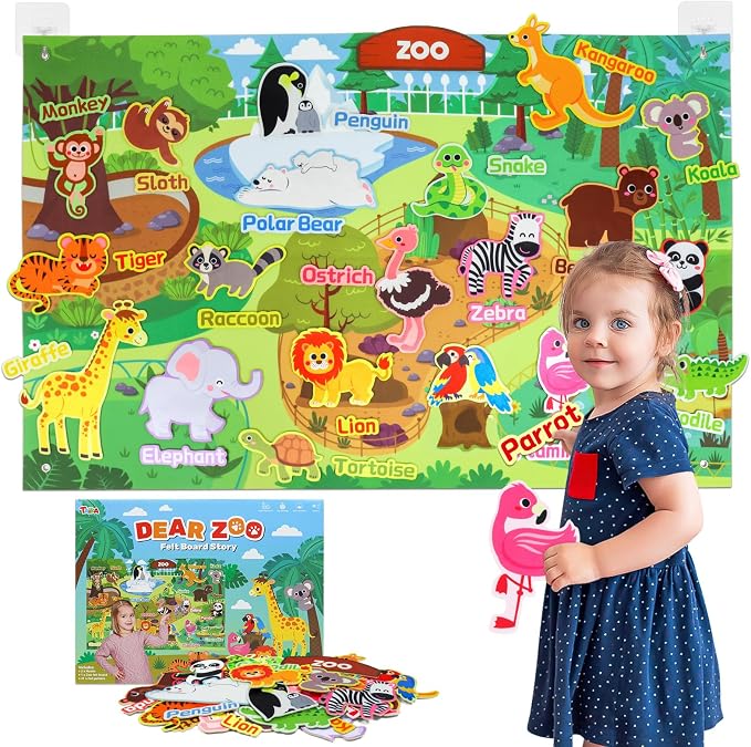 Taika 43x28 inch Zoo Animals Felt Story Board Set, 41Pcs Jungle Animals Toys, Thicker Flannel Board, Preschool Learning Toy, Interactive Storytelling Teaching Play Activity Kits by Unknown