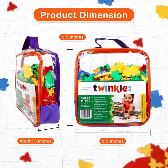 Interlocking Puzzle Toy | Big Pieces |Great for Occupational Therapy and Fine Motor Skill Development | Build STEM Skills at Home |Car Road Trip Pocket Game | Ages 3 and up |Toddler Fun - Image 5