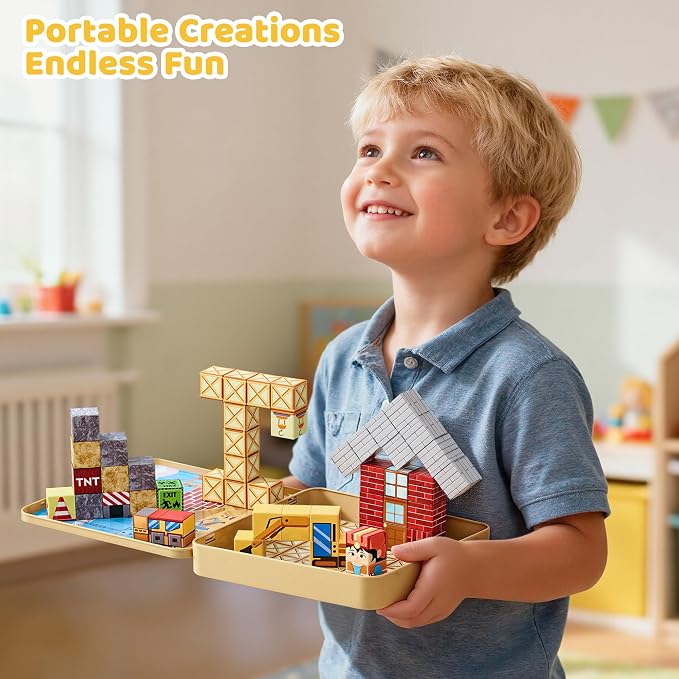 49PCS Magnetic Blocks with Iron Storage Box, Magnetic Cubes Tiles - Image 6