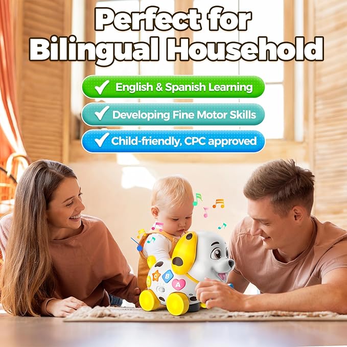 Baby Toys 6-12 Month, 1st First Birthday Gift for 1 Year Old Boys Girls, Musical Crawling & Walking Puppy Toy 6 7 8 9 10 12-18 Month Old Bilingual Learning Developmental Toy