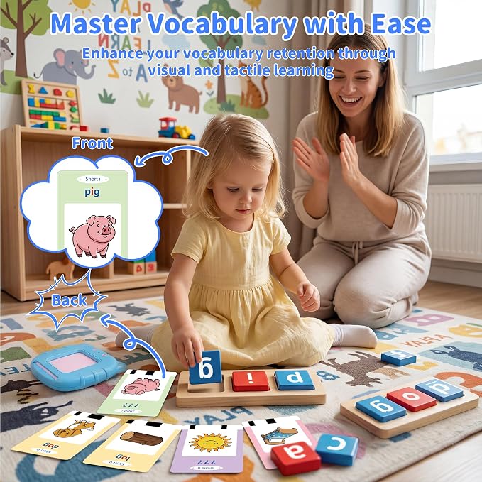 Talking Flash Cards & CVC Word Blocks Phonics Game Set for Toddlers - Image 5