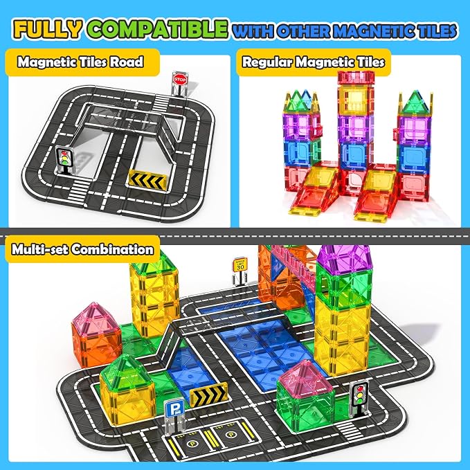 Magnetic Tiles Road & Rail Clamp Pack, Construction Toys for Kids Age 3+ - Image 3