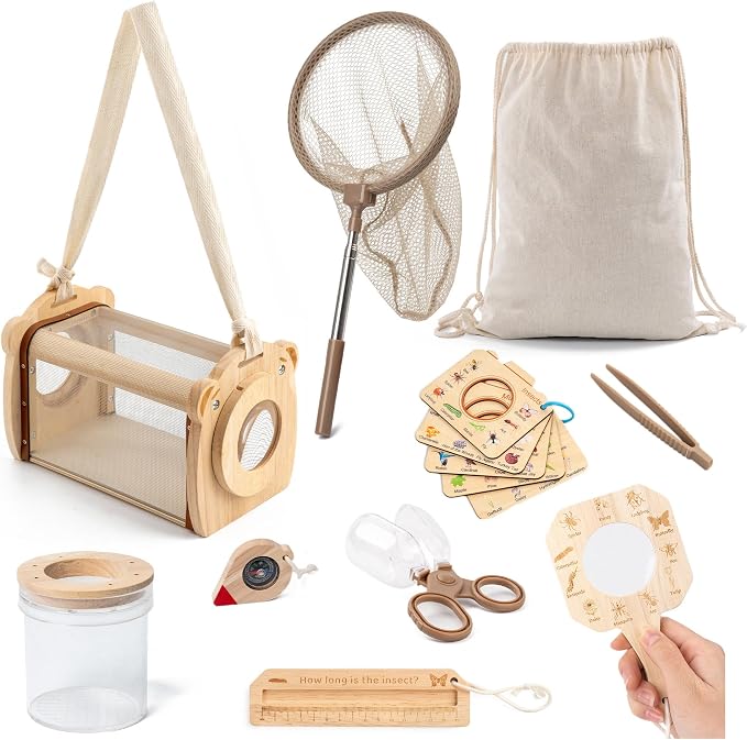 11Pcs Wooden Bug Catcher for Kids, Outdoor Explorer Bug Catching Kit by KDSFT