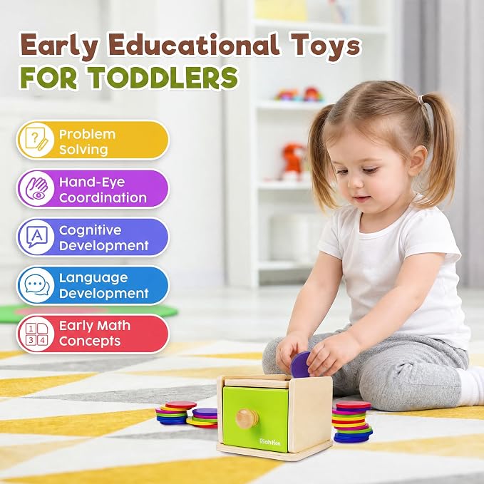 Montessori Toys for 1-3 Year Old: Color Sorting Wooden Drawer Box Toy for Toddlers, Object Permanence and Fine Motor Sensory Toy, 12-18 Months Busy Board Matching Game for Baby Boys and Girls Gifts - Image 4