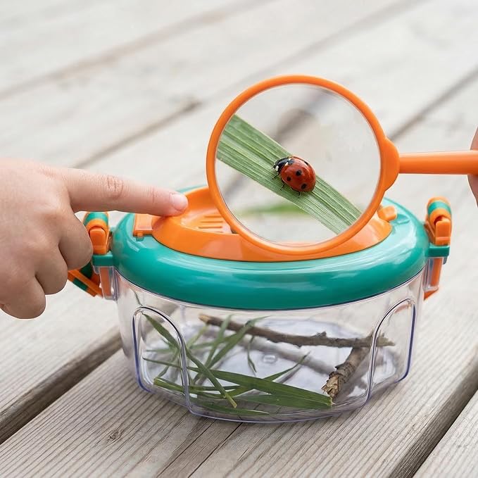 Bug Catcher Kit 13 Pcs - Insect Catching Set with Net, Habitat, Magnifier & Tweezers - STEM Outdoor Toy for Kids Age 3+ (Orange 13 Pcs) - Image 7