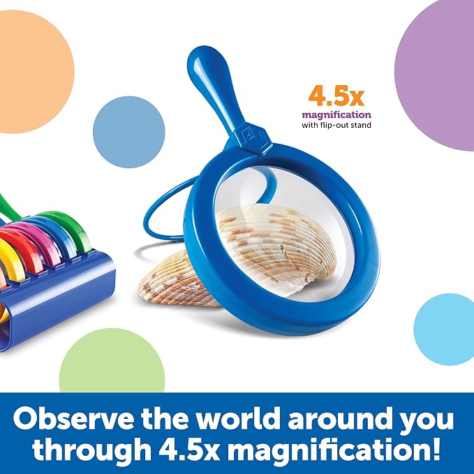 Learning Resources Primary Science Jumbo Magnifiers with Stand - 6 Pieces, Ages 3+, Science Classroom Accessories, Teacher Supplies, Observation Toys for Kids, Back to School Supplies - Image 5