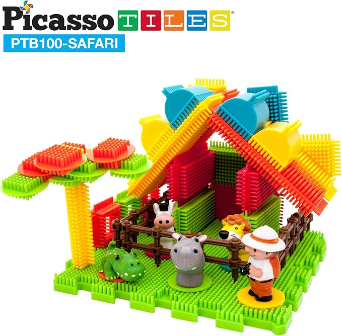Picasso Toys PTB100 100pcs Hedgehog Block 3D Building Blocks Tiles Safari Theme Set Learning Playset STEM Toy Set Educational Kit Child Brain Development Preschool Kindergarten Toy for Age 3 & Up - Image 5