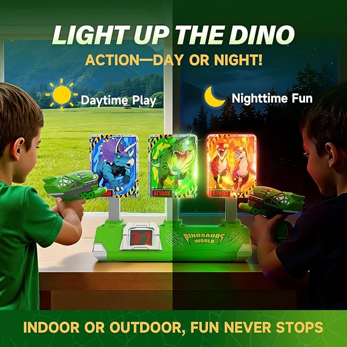 Toys for Boys Age 3-12, Kid Toys, 3 Dinosaur-Themed & 3 Dino Flashing Lights & Dino Claw Launcher, Fun Auto Reset Electronic Scoring Game with Sounds,3 4 5 6 7 8 9 10 11 12 Year Old Boy Birthday Gifts