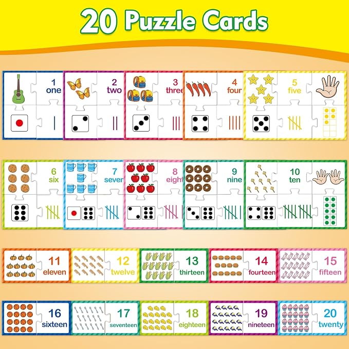 Kasfalci Number Puzzle Flash Cards, Back to School Supplies, 80 PCS Counting Math Flashcards for Kids Toddler, Matching Games, Preschool Kindergarten Activities Classroom Must Haves - Image 2