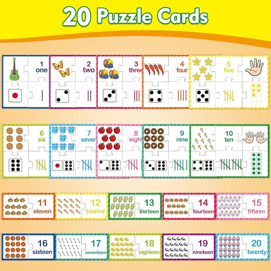 Kasfalci Number Puzzle Flash Cards, Back to School Supplies, 80 PCS Counting Math Flashcards for Kids Toddler, Matching Games, Preschool Kindergarten Activities Classroom Must Haves - Image 2