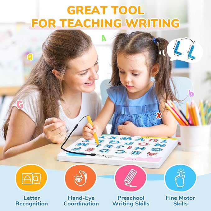 JoyCat Magnetic Letter Tracing Board, Double-Sided ABC Writing Toy for Kids - Image 7