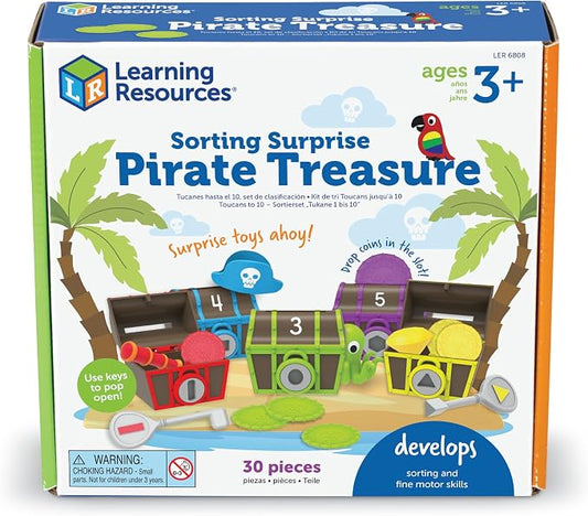 Learning Resources Sorting Surprise Pirate Treasure - 30 Pieces, Ages 3+ Color, Sorting & Matching Skills Toy, Fine Motor Skills Toys for Toddlers, Preschool Learning Toys - Image 2