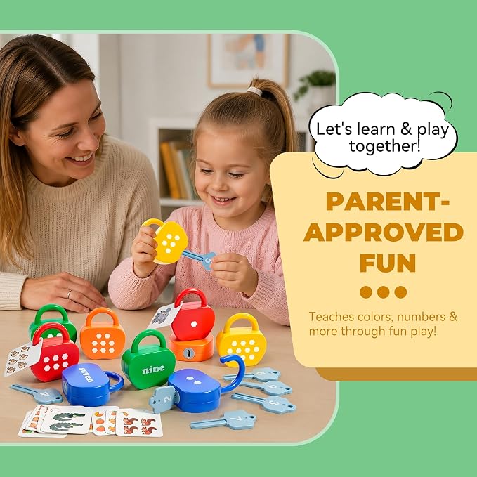 GEERAY Toddler Lock and Key Set, 10PCS Montessori Educational Toy, Numbers Matching & Counting Fine Motor Learning Lock Toys for Ages 3+, Preschool & Kindergarten Classroom Must Haves, Birthday Gifts - Image 2