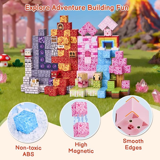 200PCS Magnetic Blocks, Magnetic Building Blocks Cubes Tiles for Kid - Image 3