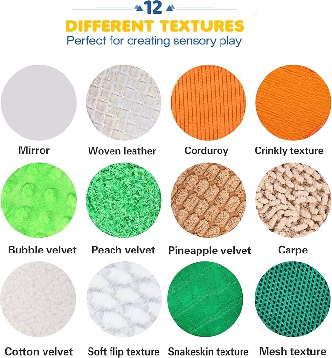 Tactile Baby Sensory Toys | Multi-Textured Sensory Mats for Fine Motor Skills | Bright Color Washable Wall Play Tiles for Babies 6+ Months & Toddlers (12 Pack)