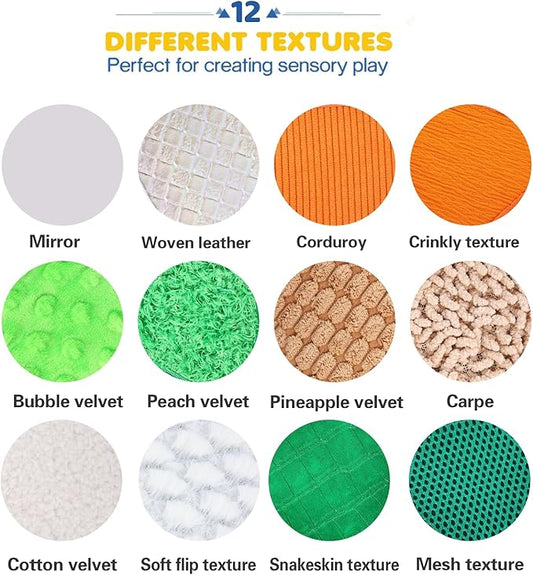 Tactile Baby Sensory Toys | Multi-Textured Sensory Mats for Fine Motor Skills | Bright Color Washable Wall Play Tiles for Babies 6+ Months & Toddlers (12 Pack)