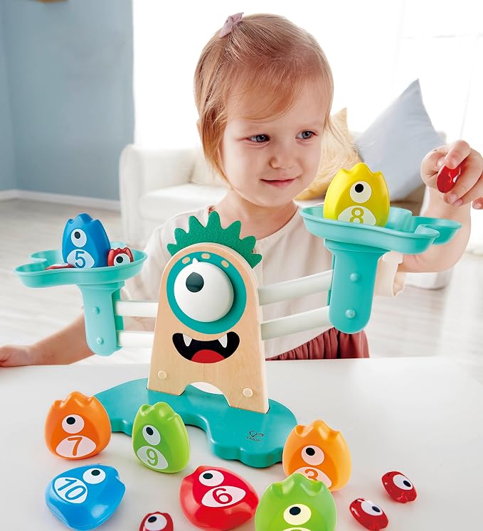 Hape Math Monster Scale Toy| 22 PCs Cute Counting Math Toy| STEM Educational Learning Counting Math Games for Preschool - Image 4