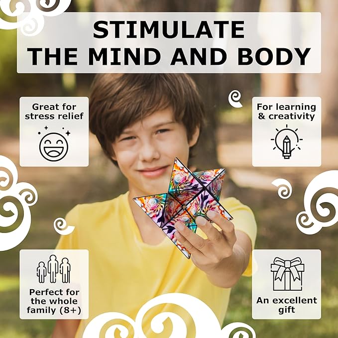Shashibo Octa Christmas Stocking Stuffers for Kids - Shape Shifting Sensory Fidget Toy – Magnetic STEM Brain Teaser Game Gift with Endless Shape Possibilities – Pairs All Shashibo Cubes (Atlantis)