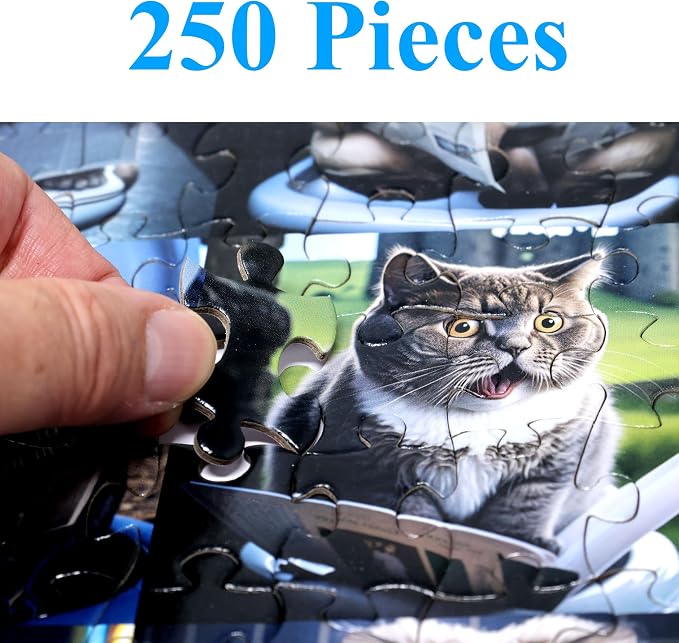 Think2Master Pooping Cats 250 Pieces Jigsaw Puzzle Featuring heartwarming Kittens and Cats. Perfect Bathroom Decoration, White Elephant Gag Gift. Fun Puzzle for Adults & Teens. Size: 14.2” X 19.3” - Image 4
