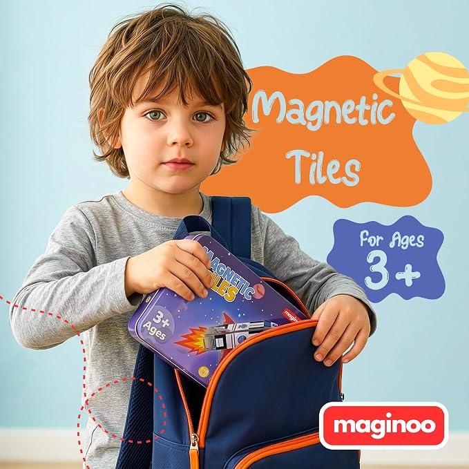 42PCS Mini Magnetic Tiles Space Rocket Toys, STEM Building Blocks Set - Image 6