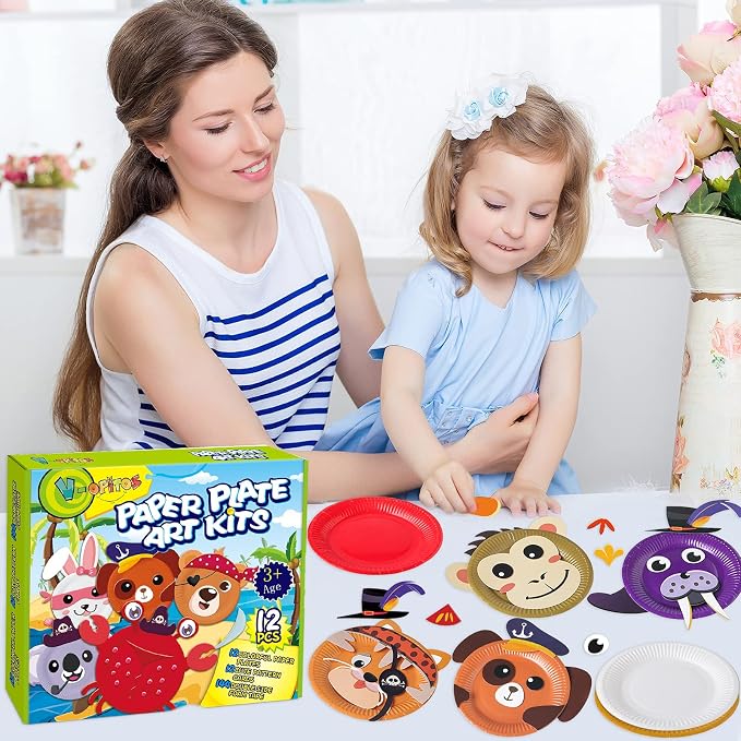 V-Opitos 12 Pack Paper Plate Arts and Crafts Kits for Kids - Image 2