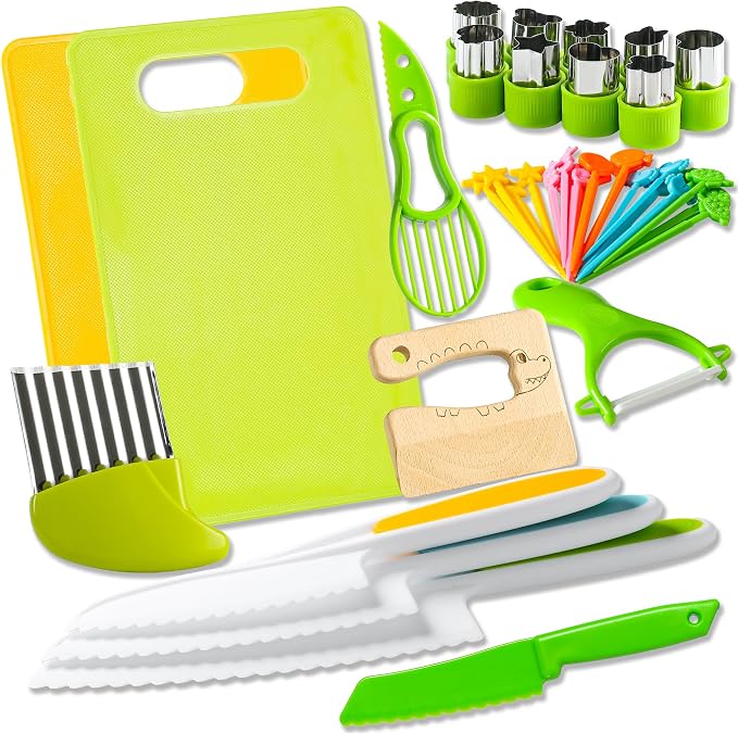 40Pcs Kids Knife Set for Real Cooking | Montessori Kitchen Tools | Age 4-12 by HirgerDirect