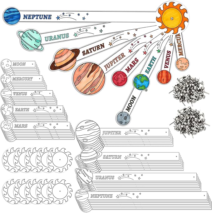 Glenmal 36 Set Solar System Model Craft Kit Kids DIY Planets Solar System Paper Art Set Decor Outer Space Preschool Activities Supplies for Montessori Learning Homeschool Toddler(Blank) by Glenmal