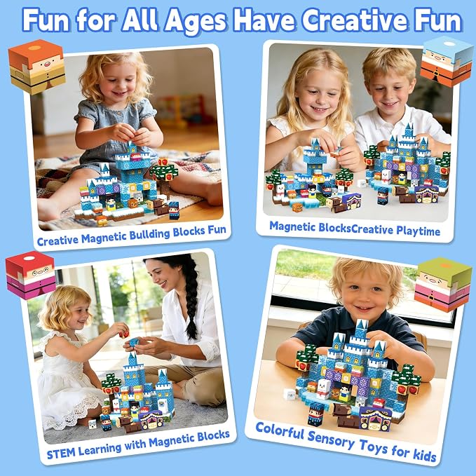 200pcs Magnetic Blocks, Magnetic Building Cubes Sets for Kids Ages 4-8 - Image 4