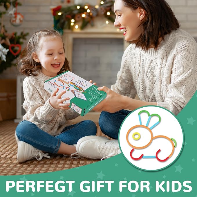 Montessori STEM Puzzle Toy for Kids Ages 3-6 – Wooden Educational Manipulative for Fine Motor Skills, Shape & Color Matching, Creative Building Activity Set for Preschool & Kindergarten - Image 6