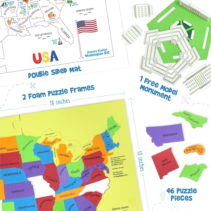 Imagimake Mapology - USA Map Puzzle, Learn 50 States, Shapes & Fun Facts - Image 6