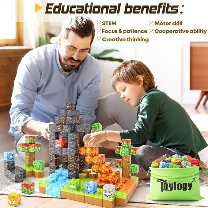 Dinosaur Toys Magnetic Blocks Volcano Edition - STEM Toys for Kids Age 3+ - Image 8