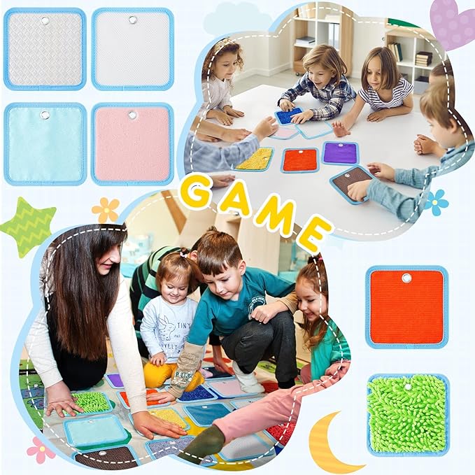 Haull 15 Set Sensory Mats Assorted Textured Sensory Floor Tiles Room Wall Panel Sensory Exercise Tactile Toy for Autistic Children Kids Baby Toddler Fidgeting Activity(Square,5.91 Inch)