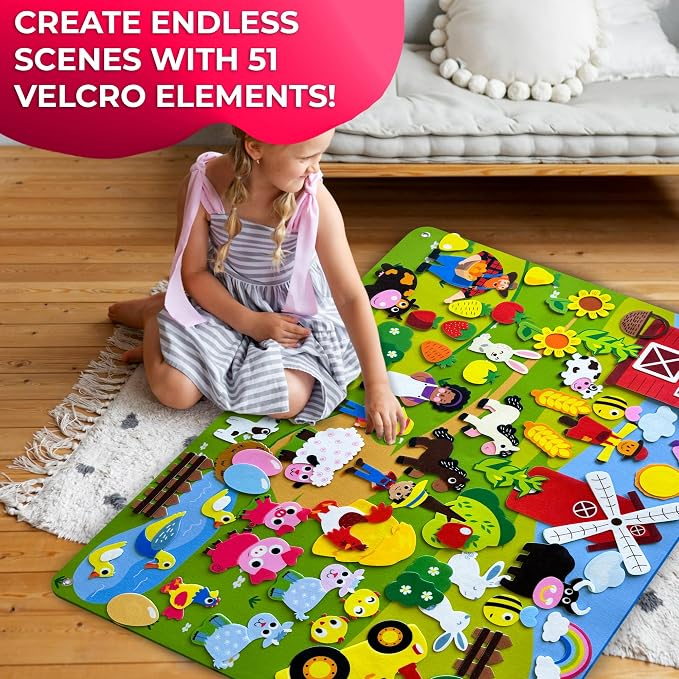 Quokka Farm Felt Board for Toddlers 61 Pcs - Double-Thick Story Set - Image 3
