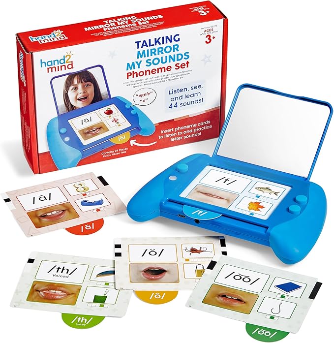 hand2mind Talking Mirror My Sounds Phoneme Set, Phonemic Awareness, Speech Therapy Materials, Phonics Manipulatives, Toddler Talking Flash Cards, Letter Sounds, Preschool Learning Activities by hand2mind