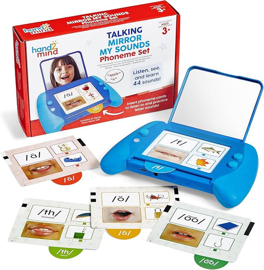 hand2mind Talking Mirror My Sounds Phoneme Set, Phonemic Awareness, Speech Therapy Materials, Phonics Manipulatives, Toddler Talking Flash Cards, Letter Sounds, Preschool Learning Activities by hand2mind