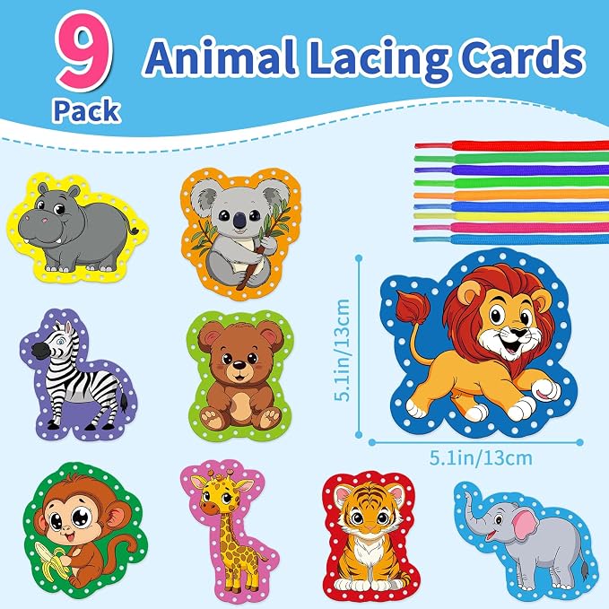 Animals Lacing Cards, Sewing Kit for Kids,Fine Motor Skills toys - Image 2