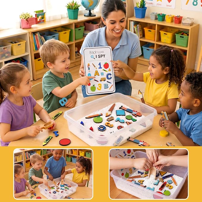 Beeveer 22 Pcs Sensory Bin Fillers for Kids Back to School Sensory Toy Kit Counting Sorting Fine Motor Toys with Simulated Sugar, Bin, Wood Chip and Spoon for Girl Boy Preschool Education Activities - Image 5