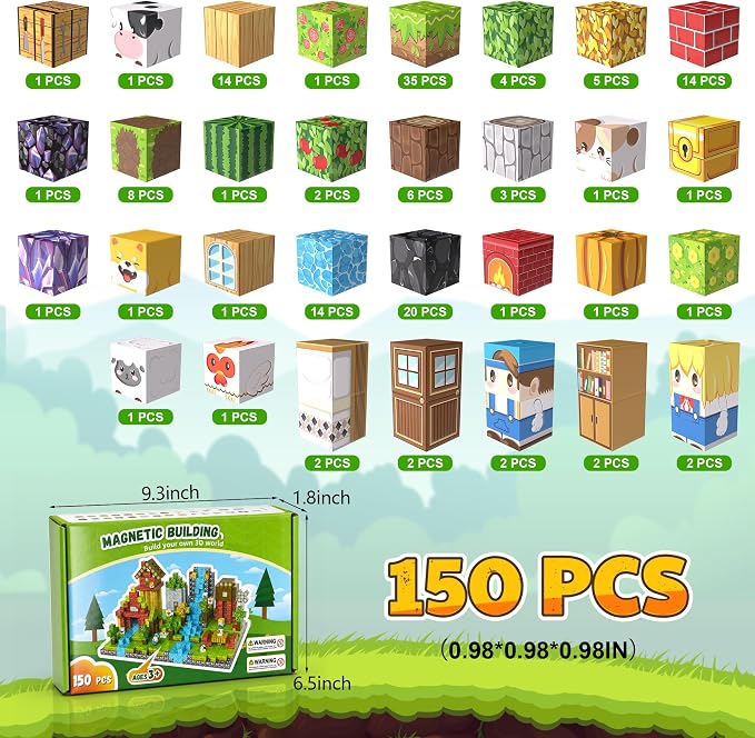 150PCS Magnetic Blocks, Magnetic Building Blocks, 0.78in Magnetic Building - Image 3