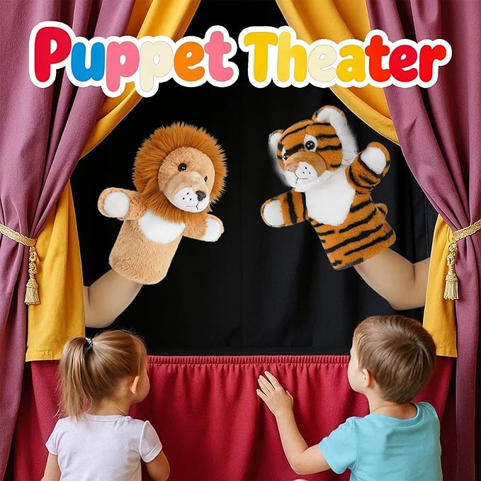 Hand Puppet Realistic Plush Wild Cat Toy Preschool Education Classroom Supplies Stuffed Large Safari Animal Interactive Role Play Tiger Puppet