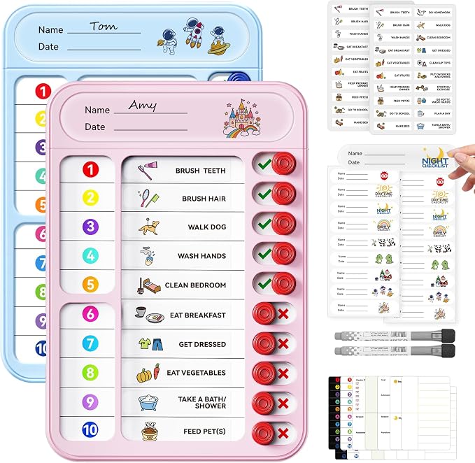 2 Pack Chores Chart for Kids Multiple Kids List Board with Slider by Home