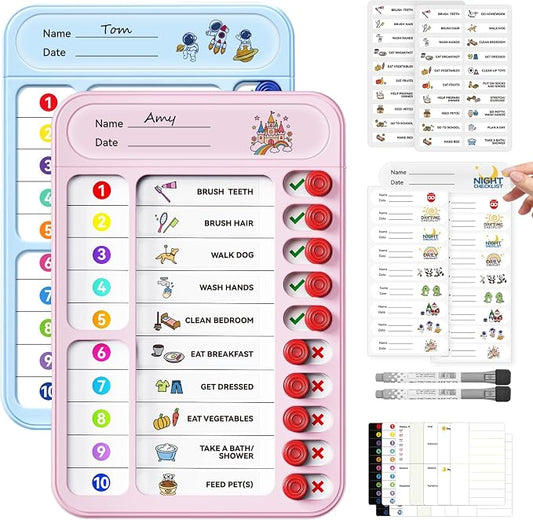 2 Pack Chores Chart for Kids Multiple Kids List Board with Slider by Home