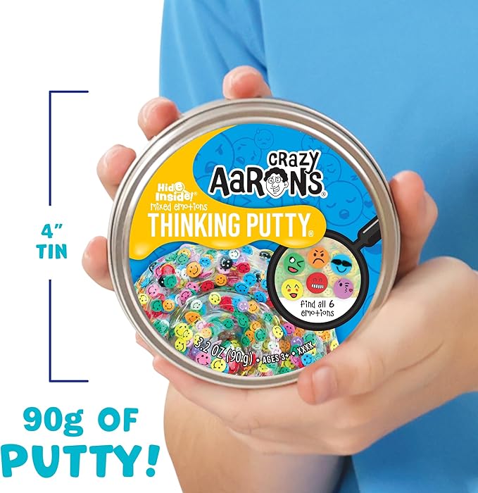 Crazy Aaron's Thinking Putty - Mixed Emotions - Multi-Color Sensory Putty for Kids and Adults in a 4" Tin - Creative and Endless Fun, Stress Relief Therapy Toys, Never Dries Out - Made in USA