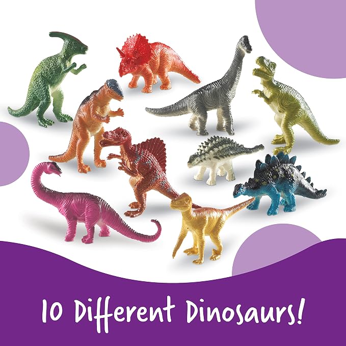 Learning Resources Dinosaur Counters - 60 Pieces, Ages 3+, Toddler Montessori Toys, Stacking Shape, Gifts For Boys And Girls, Sorting And Matching Skill Activities - Image 2