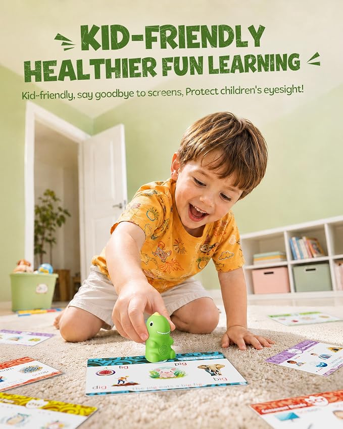 KOKODI Dinosaur Talking Pen with Phonics Cards, Autism Sensory Interactive Game for Kids Ages 3-8 Kindergarten Preschool Learning Activities, ABC 123 Learning Set for Toddler Educational Birthday Gift - Image 4