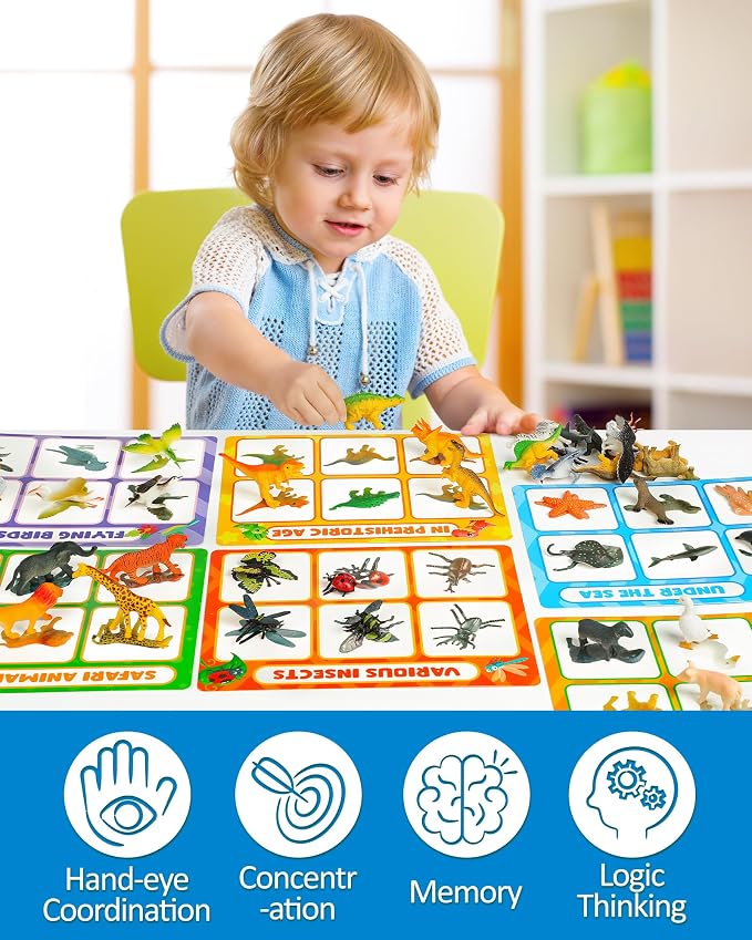 Coogam Sorting Toys for Toddles, Animals Figures Dinosaurs Birds Insects Cognition Matching Game Playset, Fine Motor Learning Activities Educational Toy Gift for 3 4 5 Year Old Kid - Image 4