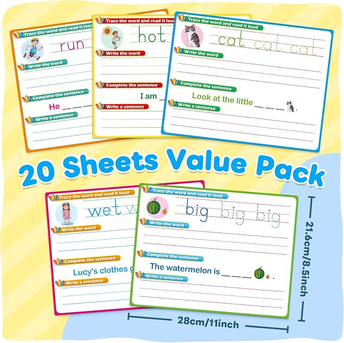 20PACK CVC Word Games Sight Words Flash Cards Sentence Building - Image 2