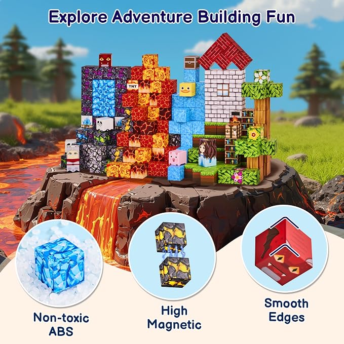 200PCS Magnetic Blocks, Magnetic Building Blocks Cubes Tiles for Kid - Image 3