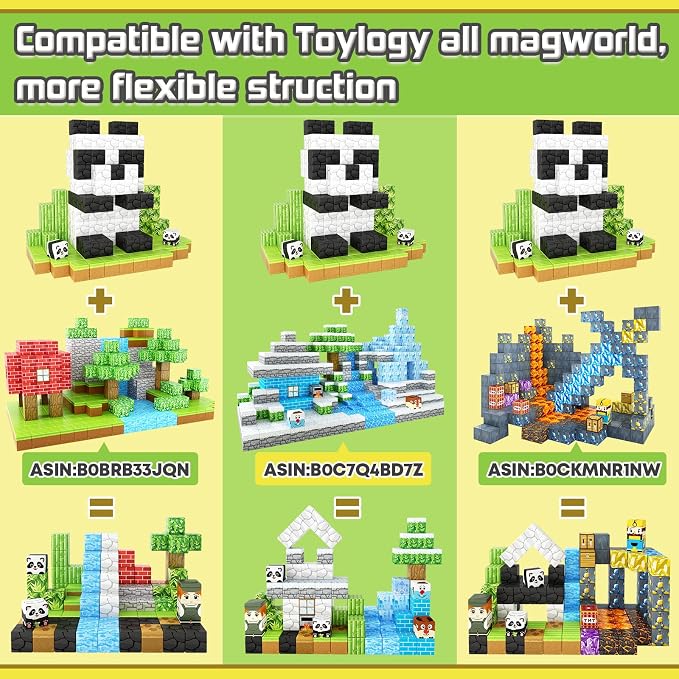 Magnetic Blocks-Build Mine Magnet World Panda Edition STEM Toys for Kids 3+ - Image 2